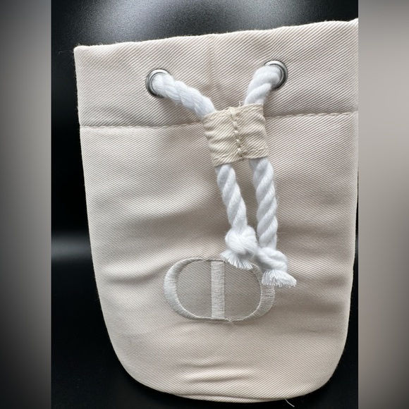 DIOR!! Cream and Twill Drawstring Pouch for Makeup or storage Bag - Picture 2 of 11
